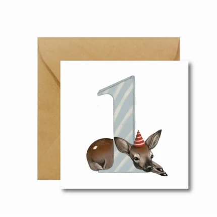 Kartka okolicznościowa na roczek Jelonek / Hi Little