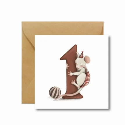 Kartka okolicznościowa na roczek Myszka / Hi Little