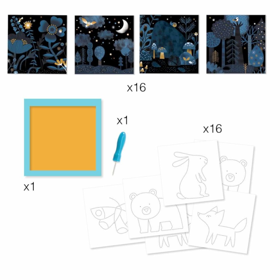 Zestaw artystyczny nakłuwanie - LAS NOCĄ 3+ / Djeco