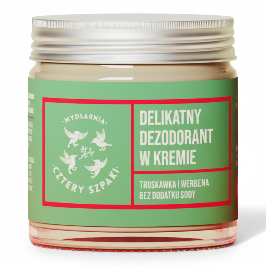 Naturalny dezodorant w kremie Truskawka i Werbena, 60 ml / Mydlarnia Cztery Szpaki