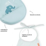 Śliniak z kieszonką Tiny Happy Clouds - Blue, 2 szt. / Done by Deer