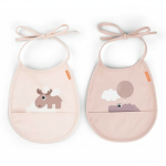 Śliniak z kieszonką Tiny Happy Clouds - Powder, 2 szt. / Done by Deer