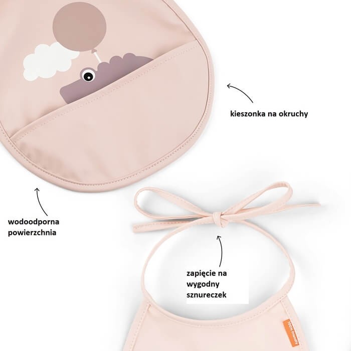 Śliniak z kieszonką Tiny Happy Clouds - Powder, 2 szt. / Done by Deer