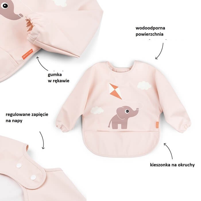 Śliniak z rękawami 6-18 msc. Playground - Powder / Done by Deer