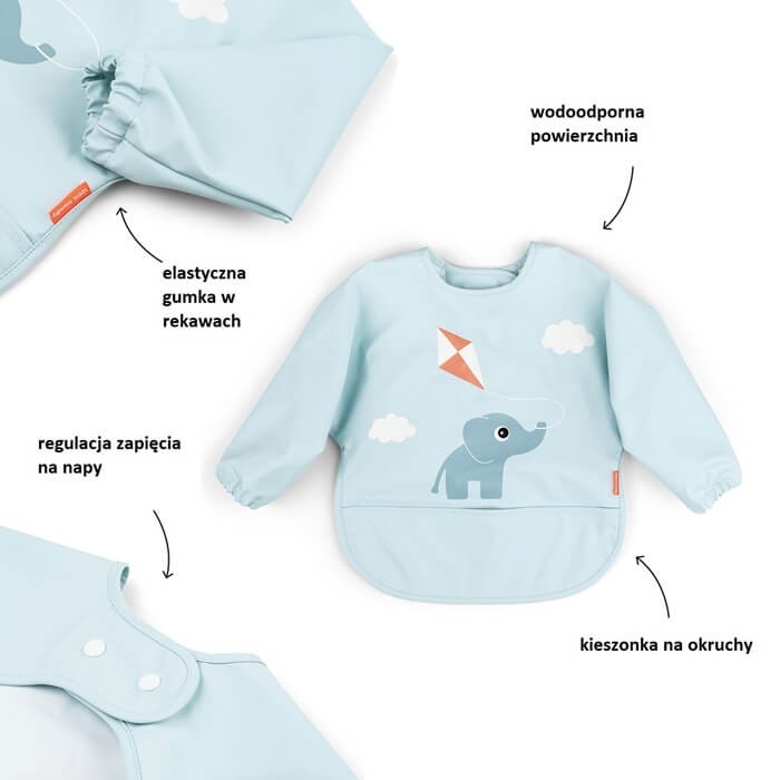 Śliniak z rękawami 6-18 msc. Playground - Blue / Done by Deer