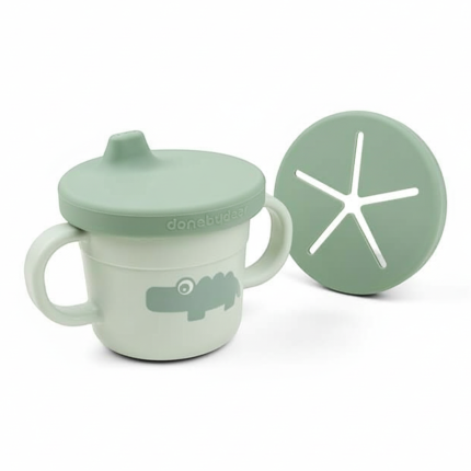 Kubek z ustnikiem i nakładką Niewysypek Foodie - Green / Done by Deer