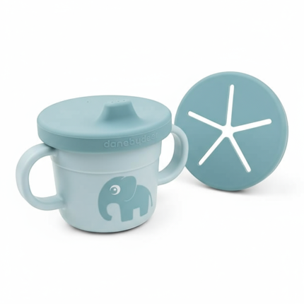 Kubek z ustnikiem i nakładką Niewysypek Foodie - Blue / Done by Deer