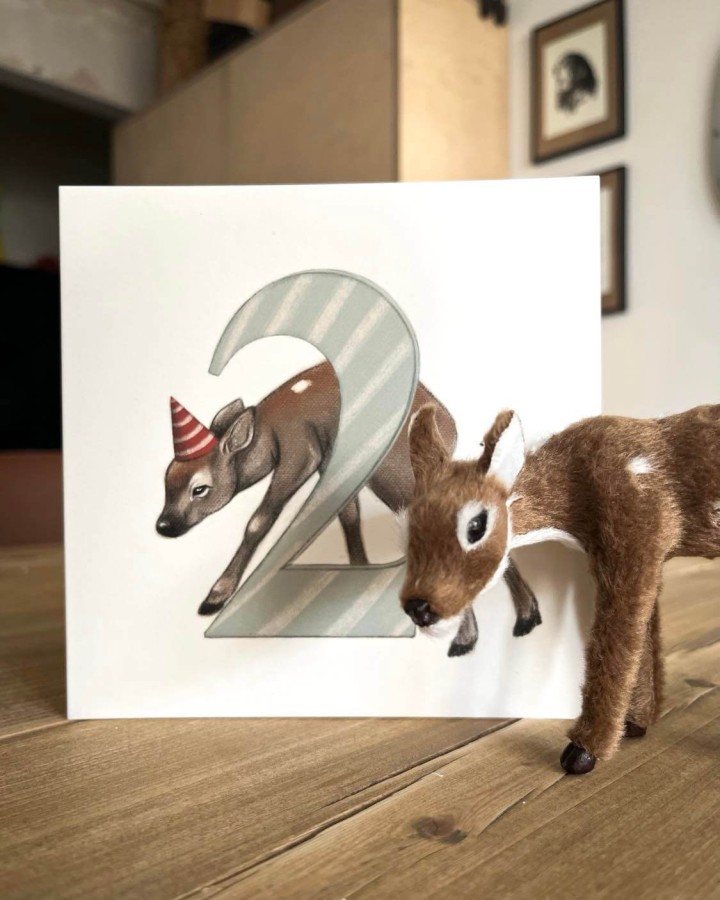 Kartka okolicznościowa na drugie urodziny Jelonek / Hi Little