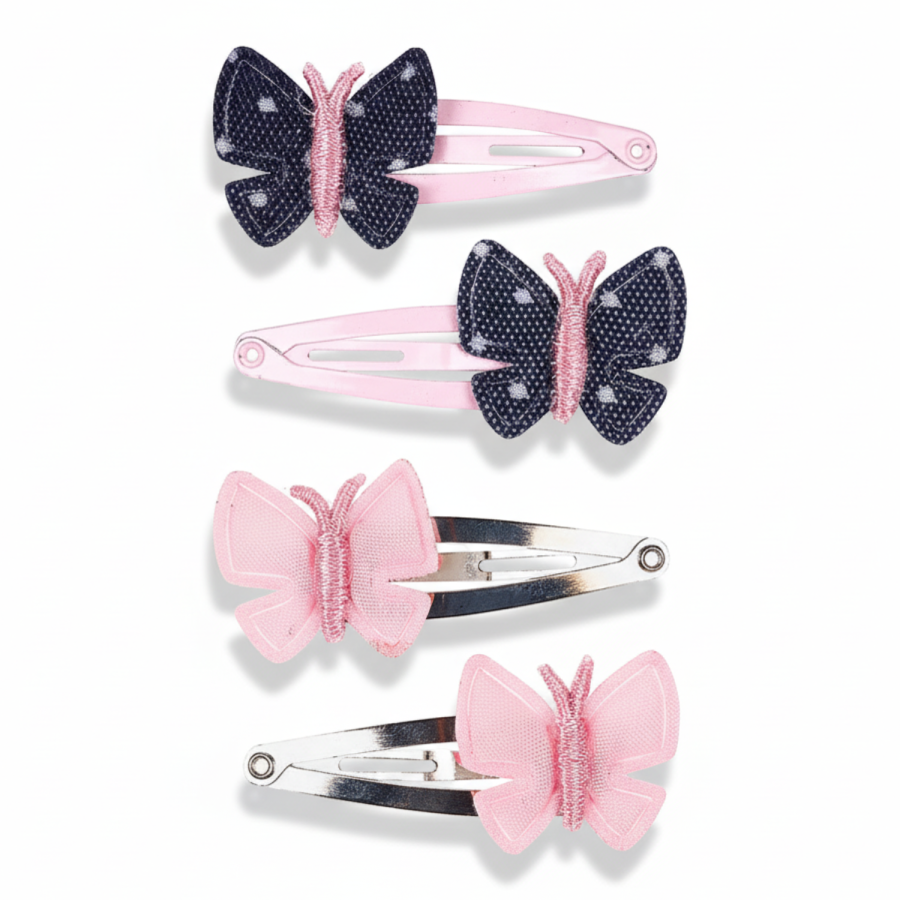 Spinki do włosów różowe i granatowe motylki Akke / Souza!