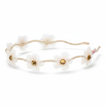 Opaska z białymi tiulowymi kwiatkami i złotymi cyrkoniami Liyana / Souza!