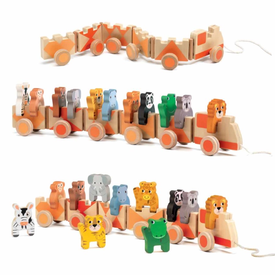 Drewniany pociąg Trainimo Jungle / DJECO