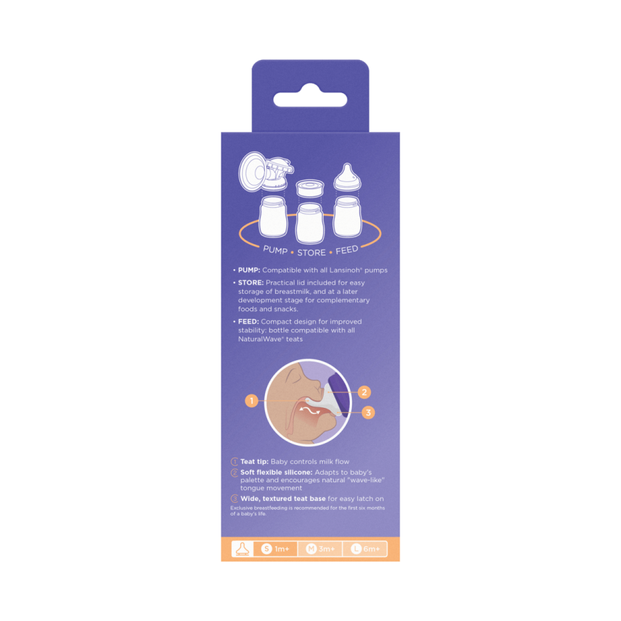 Butelka do karmienia 160 ml ze smoczkiem Natural Wave™ o wolnym przepływie / Lansinoh