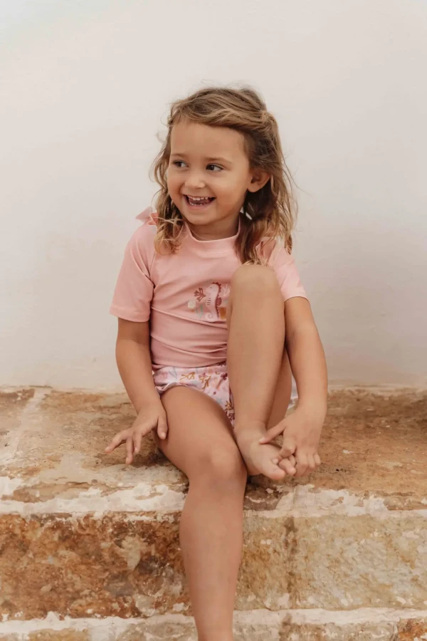 Koszulka do kąpieli z falbankami Seahorse Pink / Little Dutch