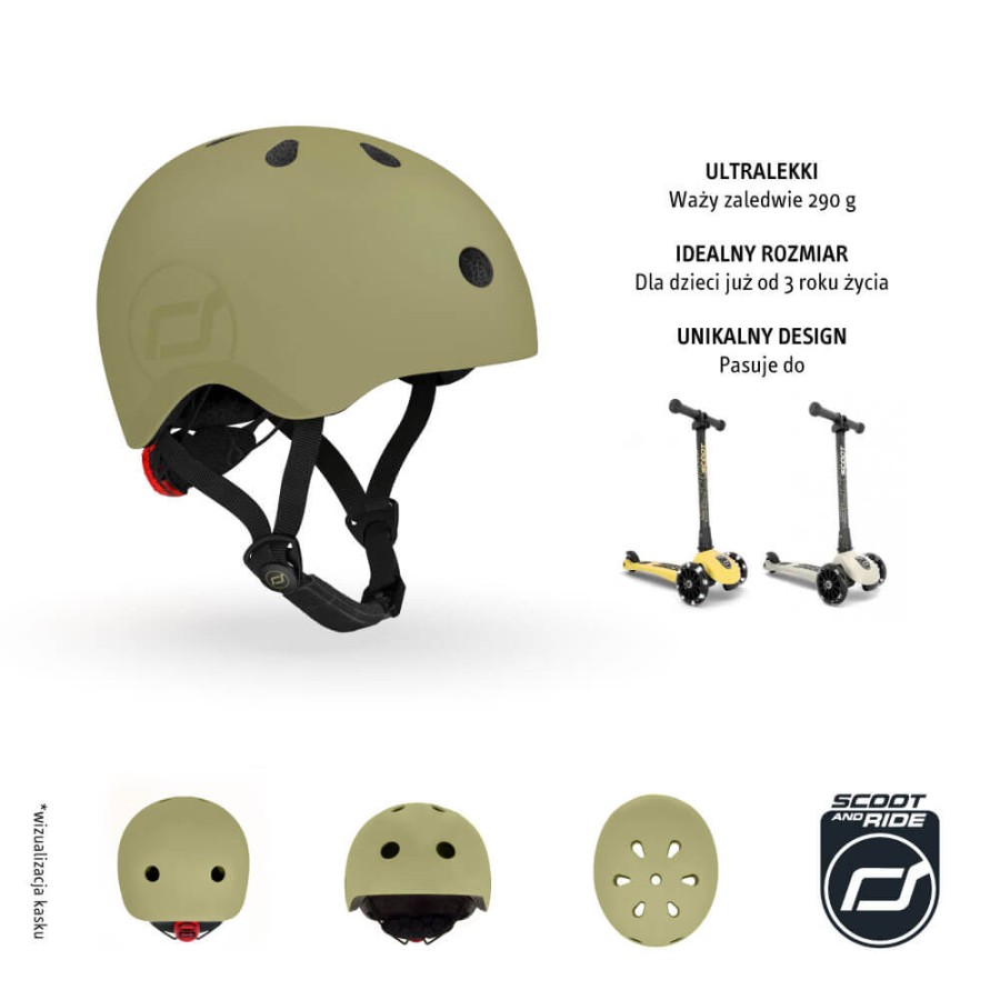 Kask S-M dla dzieci 3+ Olive / Scootandride
