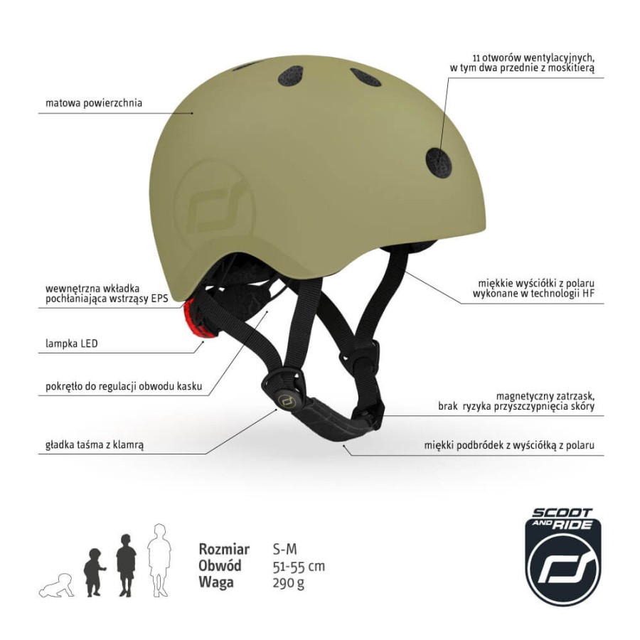 Kask S-M dla dzieci 3+ Olive / Scootandride