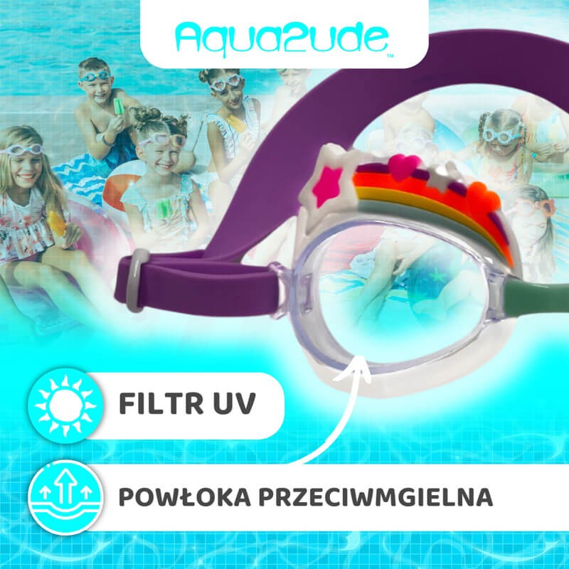 Okulary do pływania Aqua2ude - Tęcza z gwiazdkami 3+ / Bling2o