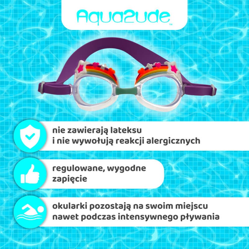 Okulary do pływania Aqua2ude - Tęcza z gwiazdkami 3+ / Bling2o