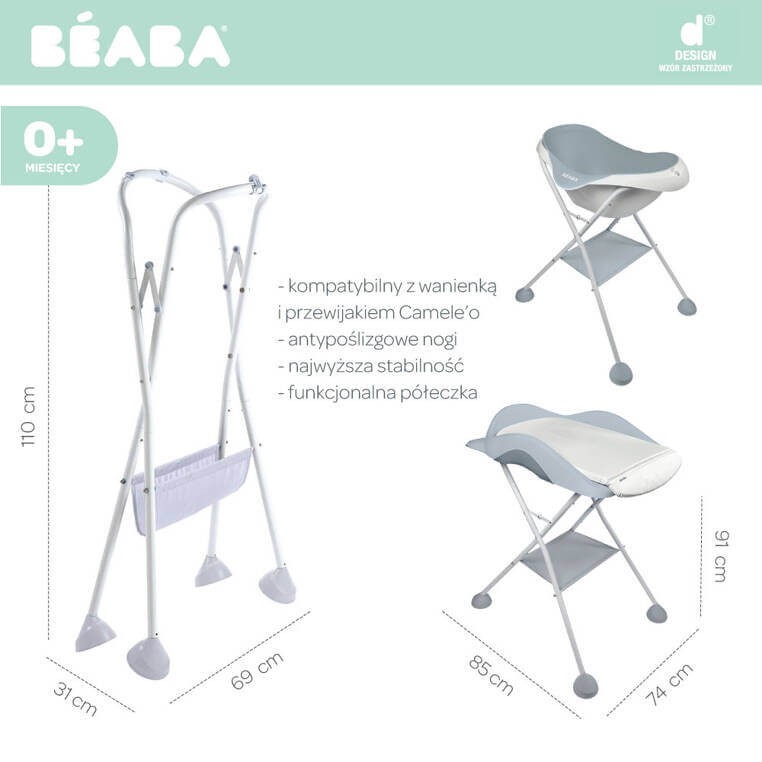 Stojak do wanienki i przewijaka Camele’o White /Beaba