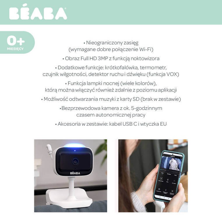 Niania elektroniczna video ZEN Nomad White / Beaba