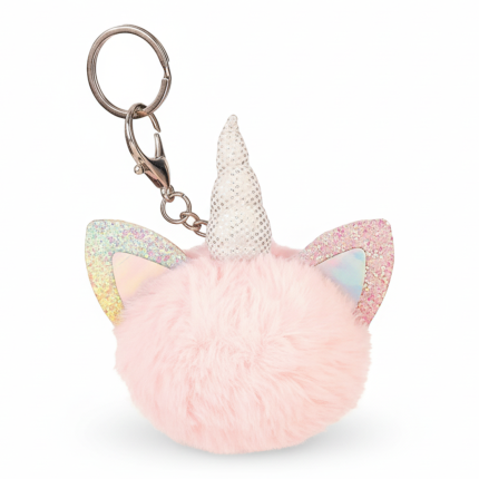 Brelok pompon różowy z rogiem jednorożca Shanice / Souza!