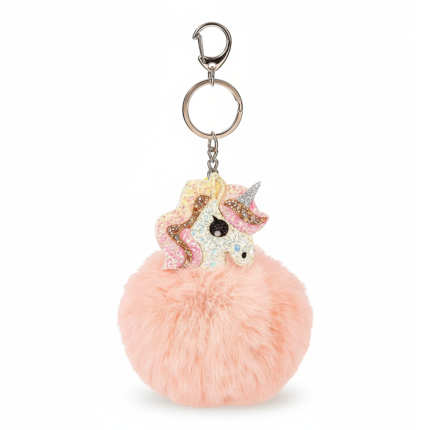 Brelok pompon różowy z głową jednorożca Valentina / Souza!