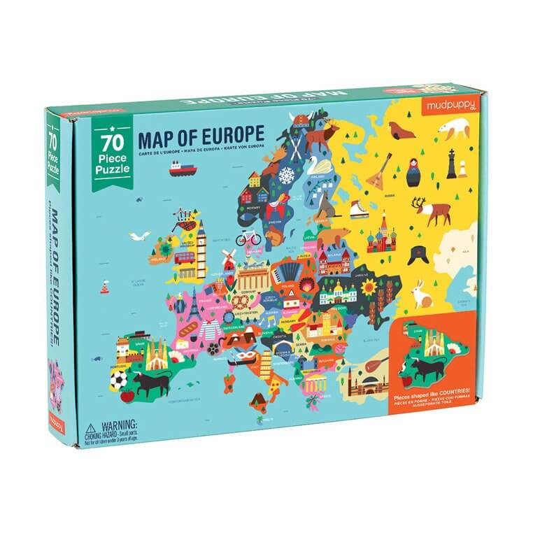 Puzzle Mapa Europy z elementami w kształcie państw 5+ / Mudpuppy