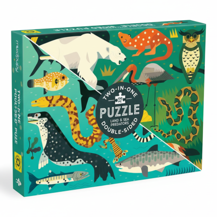 Puzzle dwustronne Drapieżniki lądowe i wodne 100 elementów 6+ / Mudpuppy