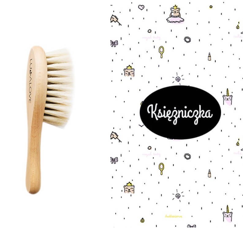 Miękka szczotka z koziego włosia z myjką muślinową Księżniczka / Lullalove