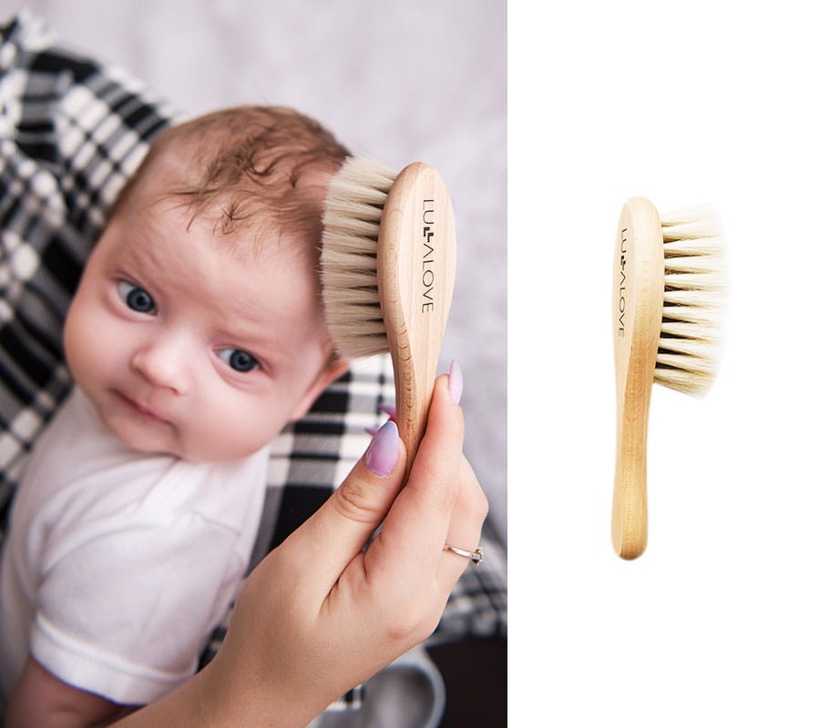 Miękka szczotka z koziego włosia z myjką muślinową Księżniczka / Lullalove