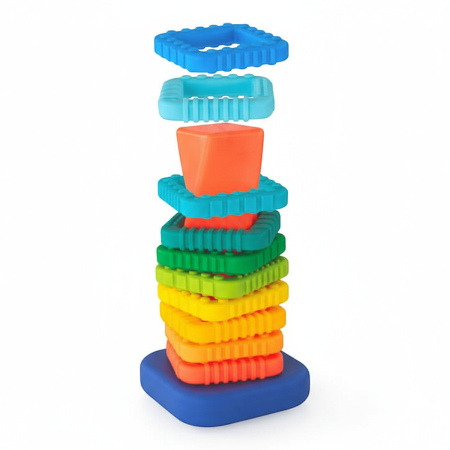 Sensoryczna zakręcona wieża z klocków / Sassy