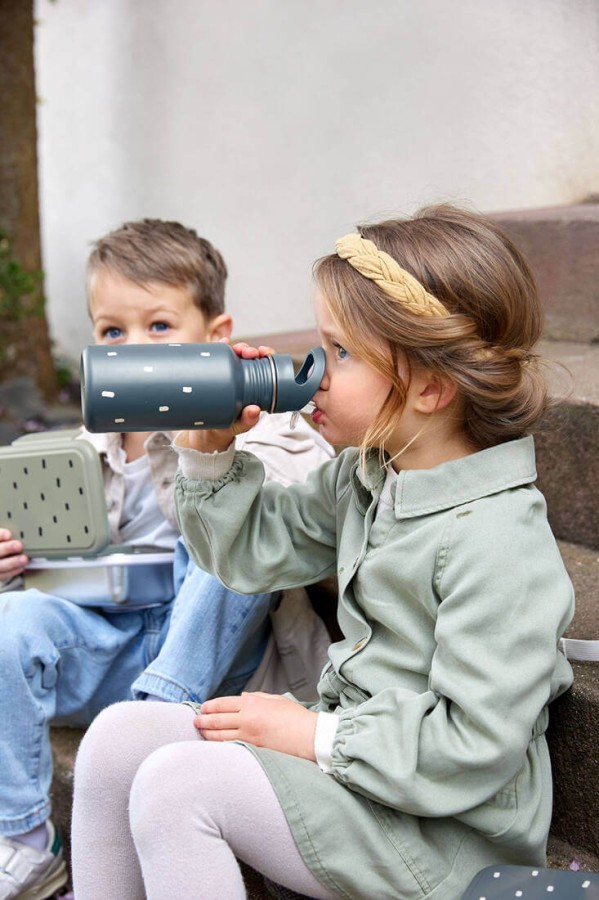 Bidon ze stali nierdzewnej Happy Prints z dodatkową zakrętką z ustnikiem, 500 ml - granatowy / Lassig