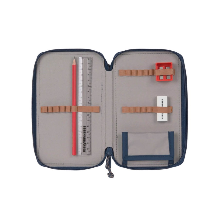 Potrójny piórnik – etui z wyposażeniem Unique, navy / Lassig