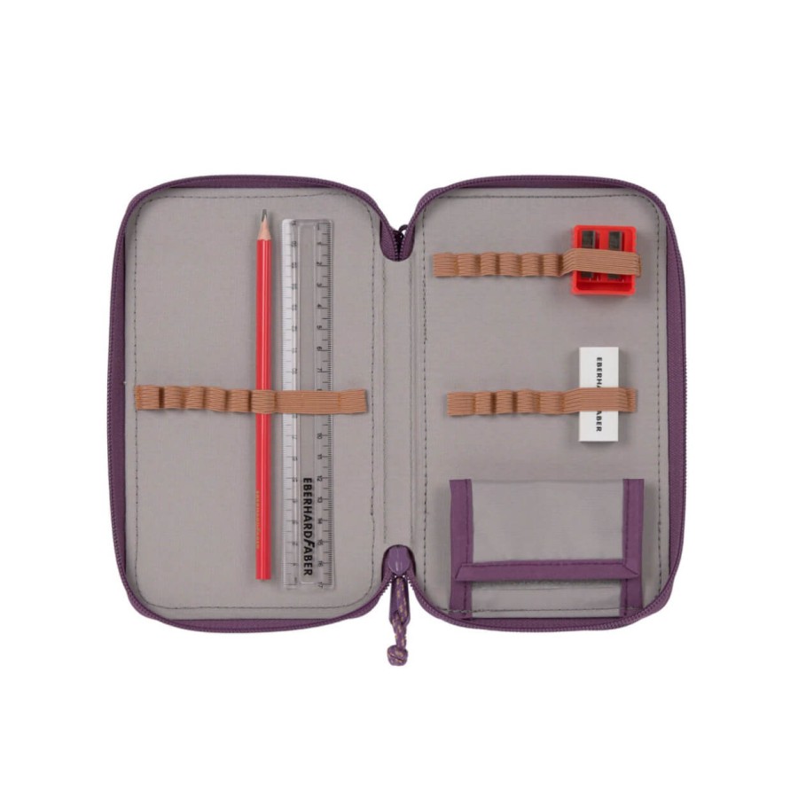 Potrójny piórnik – etui z wyposażeniem Unique, purple / Lassig