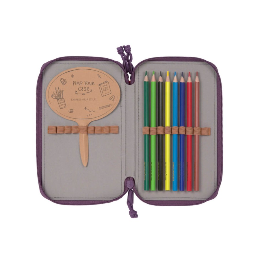 Potrójny piórnik – etui z wyposażeniem Unique, purple / Lassig
