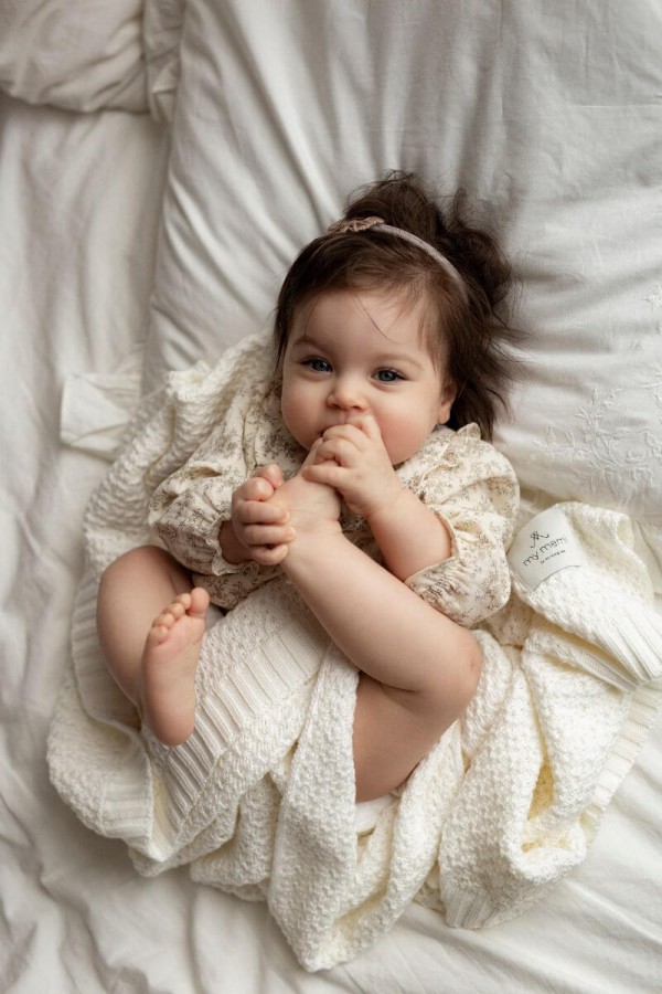 Bambusowy kocyk cream 80x100 - chain / My Memi