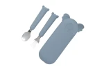 Zestaw sztućców Koala Zoe z silikonowym etui - Smokey Blue / the cotton cloud
