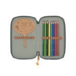 Potrójny piórnik – etui z wyposażeniem Unique, letters green / Lassig