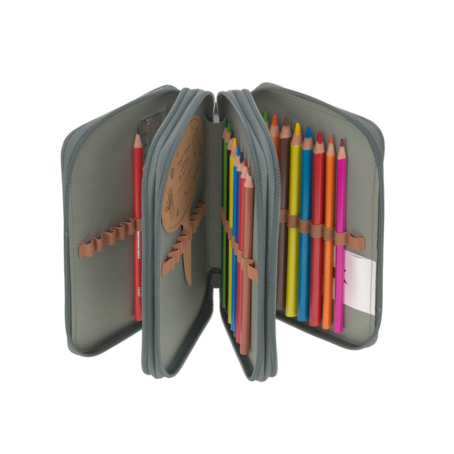 Potrójny piórnik – etui z wyposażeniem Unique, letters green / Lassig