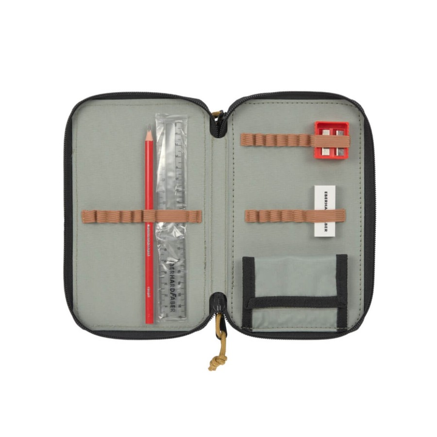 Potrójny piórnik – etui z wyposażeniem Unique, black / Lassig