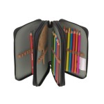 Potrójny piórnik – etui z wyposażeniem Unique, black / Lassig