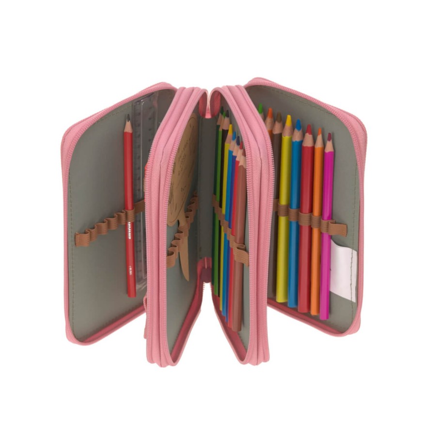 Potrójny piórnik – etui z wyposażeniem Unique, pink / Lassig