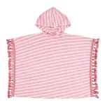 Lniane poncho plażowe z kapturem - różowe paski / Kidspace