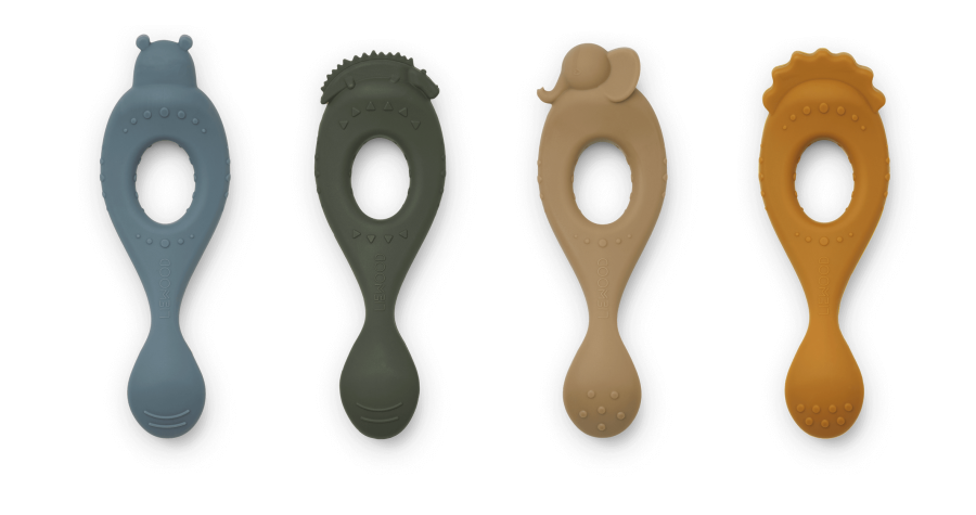 Łyżeczki silikonowe Liva, safari blue mix, 4 szt. / Liewood