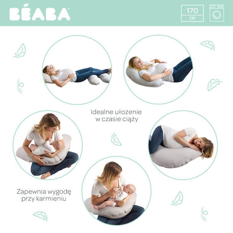 Ergonomiczna poduszka rogal dla kobiet w ciąży i karmiących Big Flopsy™, Fleur de coton Linen / Beaba