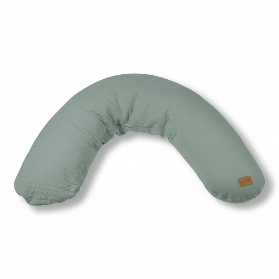 Ergonomiczna poduszka rogal dla kobiet w ciąży i karmiących Big Flopsy™, Fleur de coton Sage Green / Beaba
