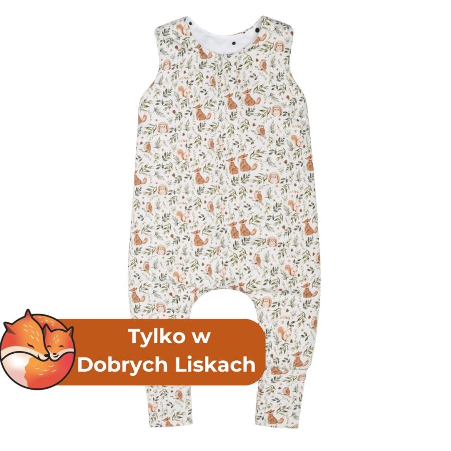 Dwustronny śpiworek z nóżkami Ivory Forest - Czarne Kropki / Dobre Liski by Sleepee