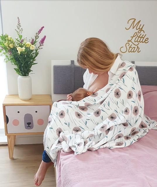 Otulacz bambusowy Flowers 120x120 / Pink no More