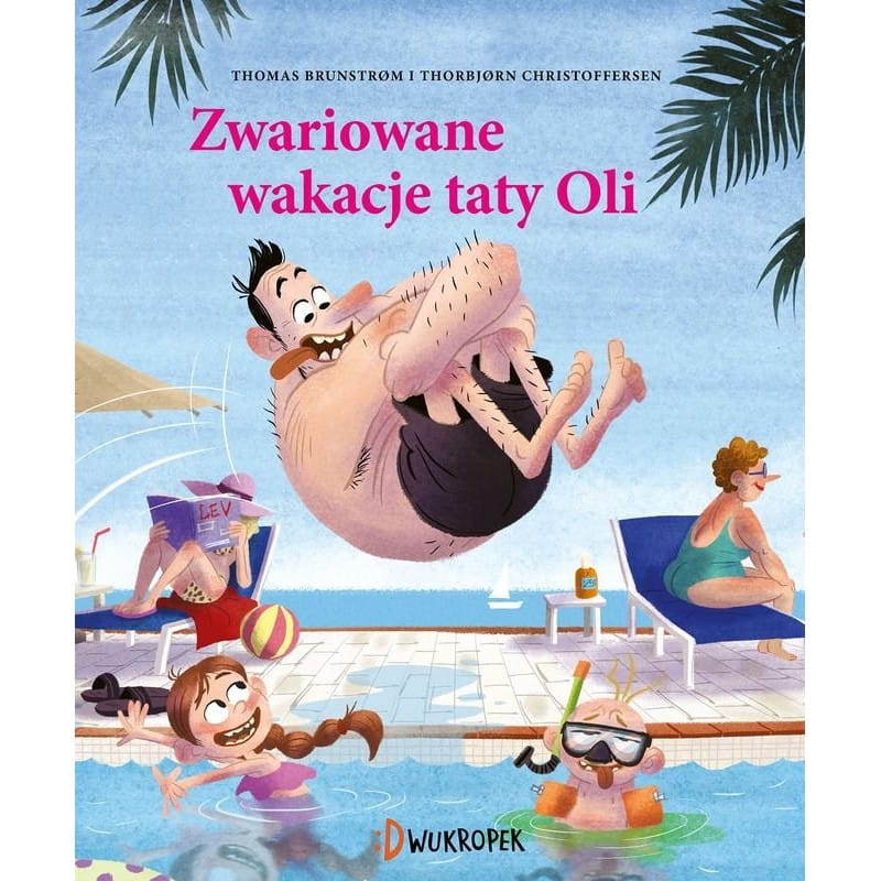 Okładka książki - tata wskakuje na bombę do basenu