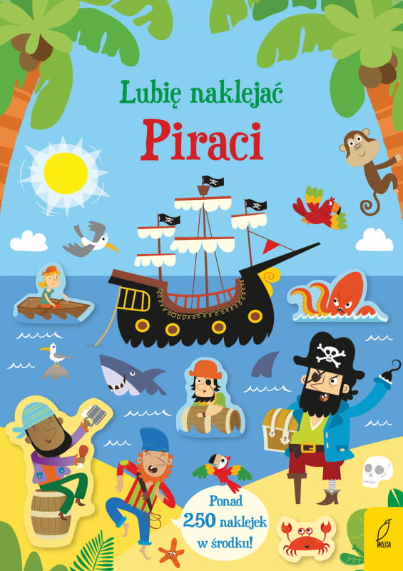 Okładka książki z piratami i naklejkami
