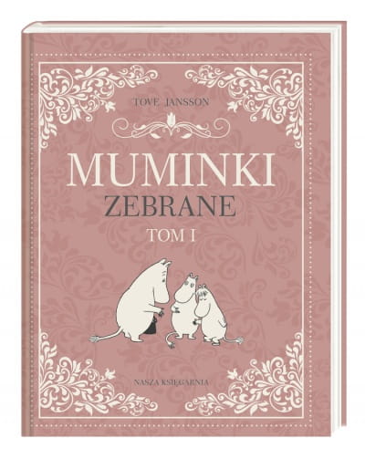 Zgaszona różowa okładka książki o Muminkach
